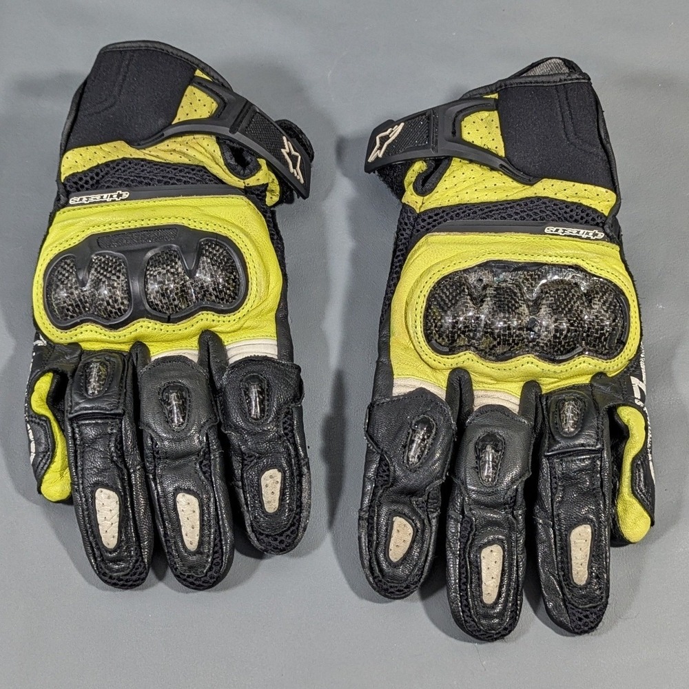 Alpinestars SPX Air Carbon Leather Motorcycle Gloves Black Yellow 3XL
